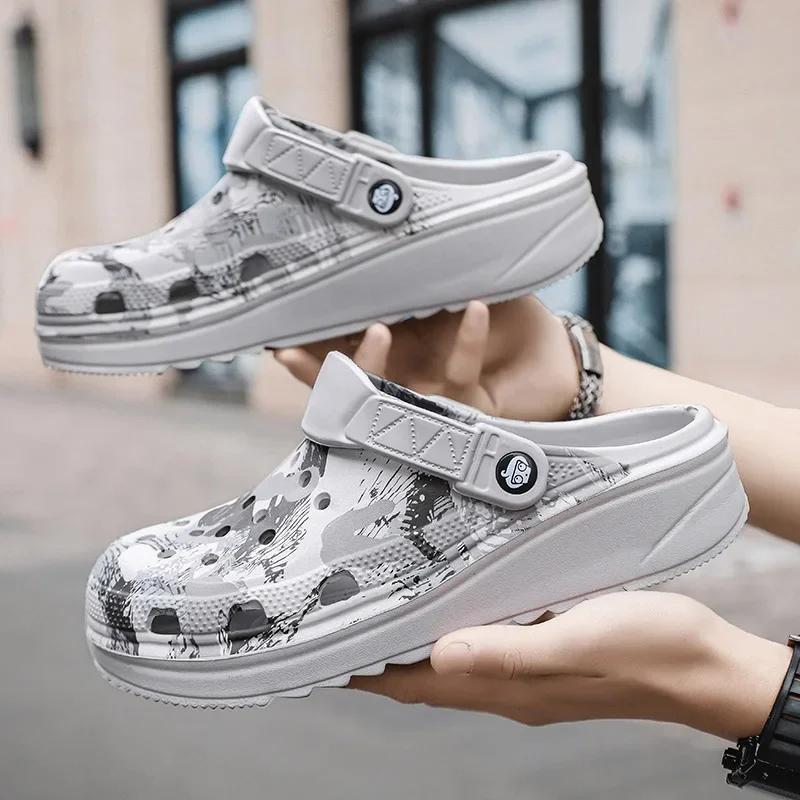 Herren Sandalen Dicke Sohle Outdoor Garten Clogs Schuhe Männlich Strand Hausschuhe Hohe Qualität Weiches EVA Zuhause Slides Liebhaber Flip Flops 40 von Joom DACH