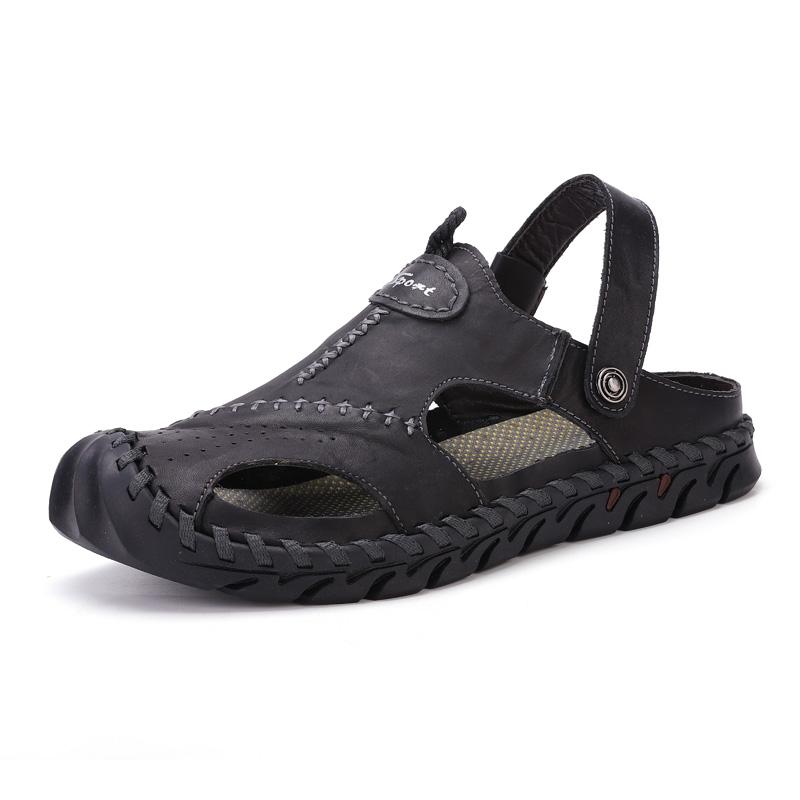 Herren Sandalen PU Leder Klassische Römische Herren Sommer Walking Strand Flache Sandalen Schuhe Für Männer Sneaker sandalias hombre Herren Hausschuhe 39 schwarz von Joom DACH