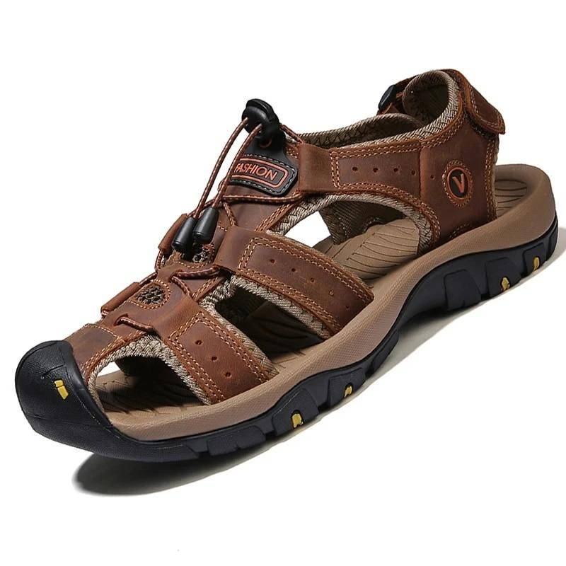 Herren Sandalen Sommer Echtes Leder Herren Freizeitschuhe Outdoor Ledersandalen für Herren Strandschuhe Römische Schuhe Gummi Wasserschuhe 40 von Joom DACH