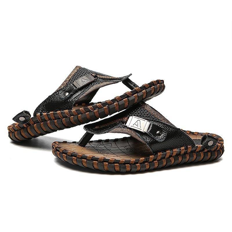 Herren-Sandalen aus echtem Leder für den Strand, Sommer, Outdoor, Fischer-Zehentrenner, Größe 38–48 42 schwarz Herren-Sandalen aus echtem Leder für den Strand, Sommer, Outdoor, Fischer-Zehentrenner, Größe 38–48 42 schwarz von Joom DACH