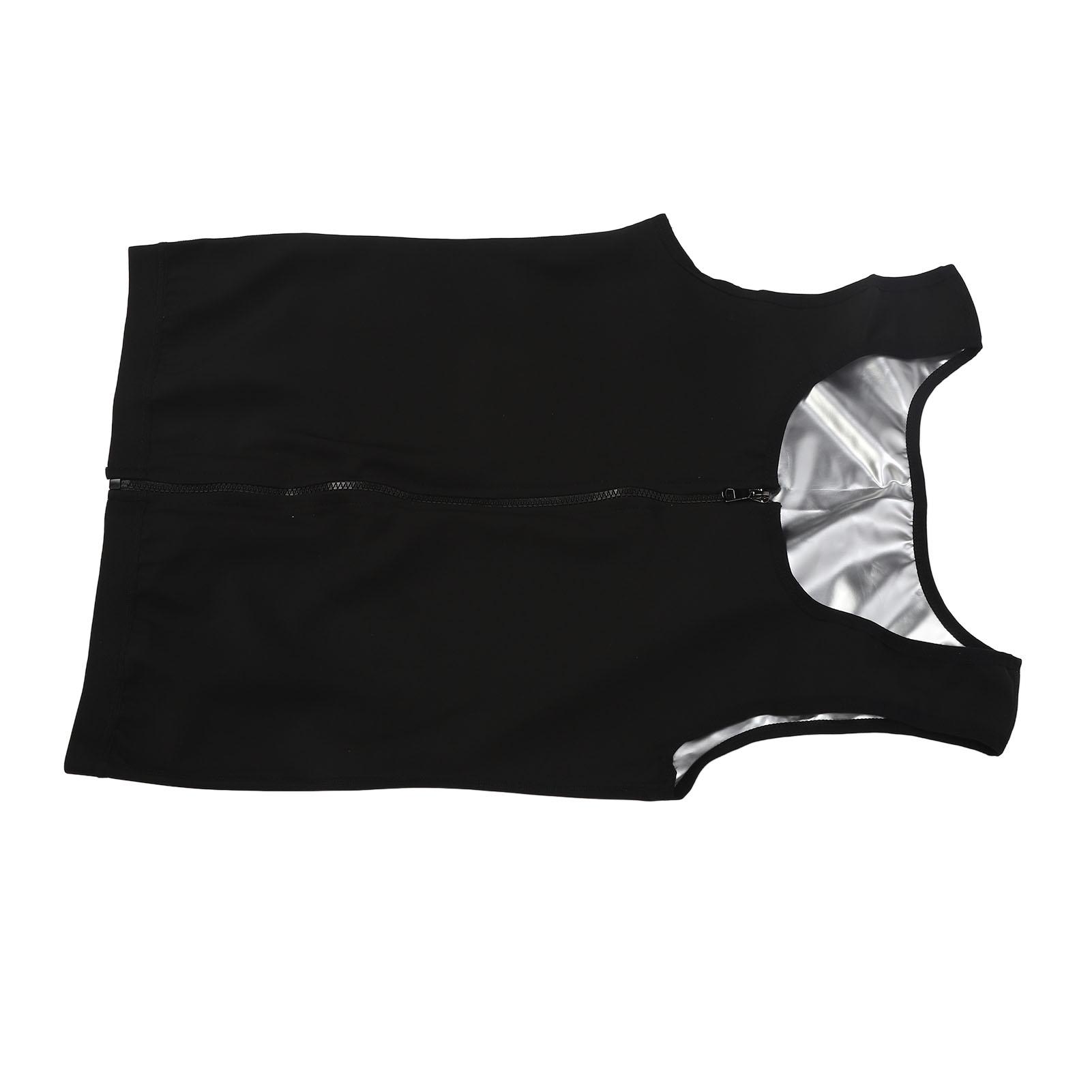 Herren Sauna Weste Shaper Fitnessstudio Training Neopren Schweiß Taillenformer Reißverschluss Tanktop Innen Silber von Joom DACH