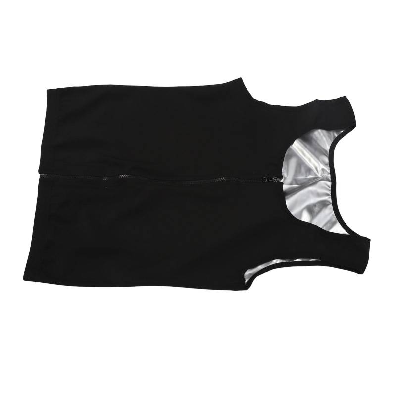 Herren Sauna Weste Shaper Fitnessstudio Training Neopren Schweiß Taillenformer Reißverschluss Tanktop Innen Silber von Joom DACH