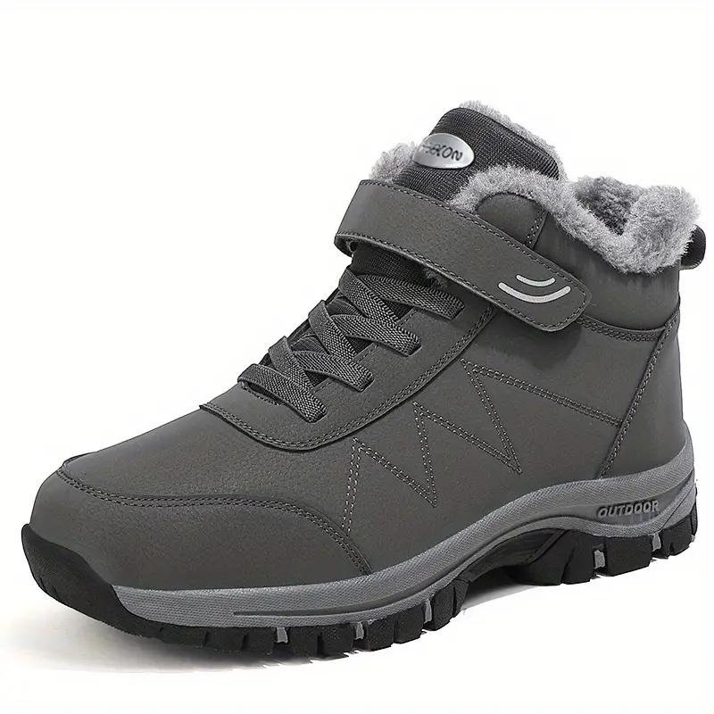 Herren Schneestiefel Thermo Winterschuhe Schnürstiefel Mit Klettverschluss Lässige Wanderschuhe 42 grau von Joom DACH