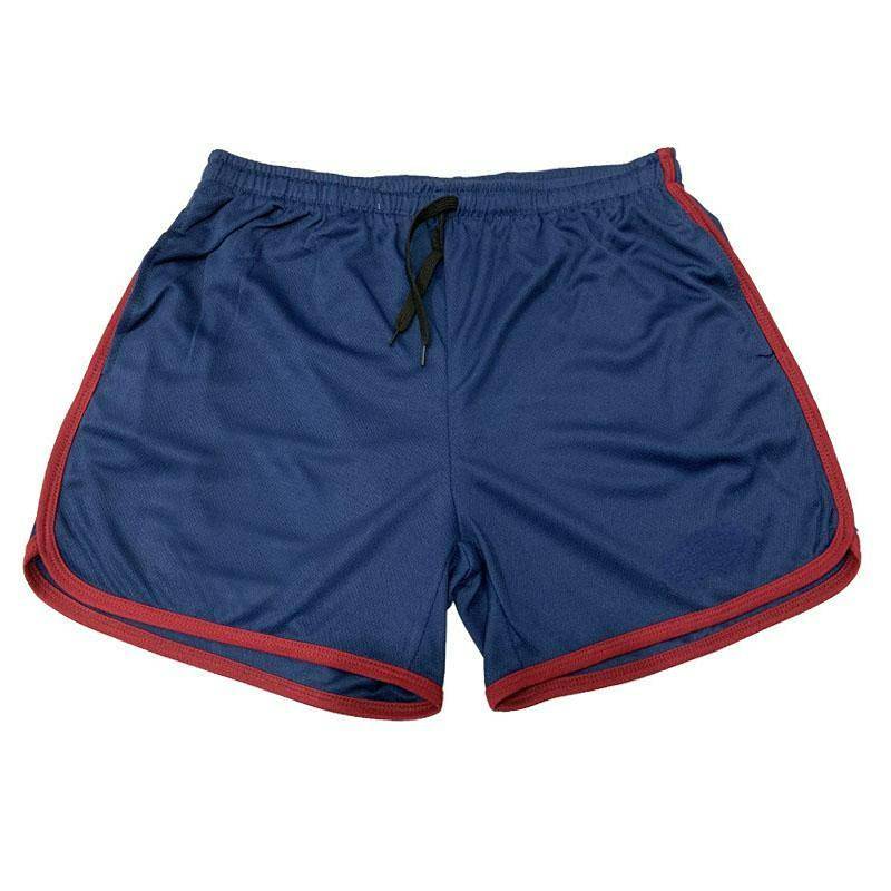 Herren Schnelltrocknende Shorts Mesh Straight Shorts Fitness Strand Sportshorts L rot/dunkelblau von Joom DACH
