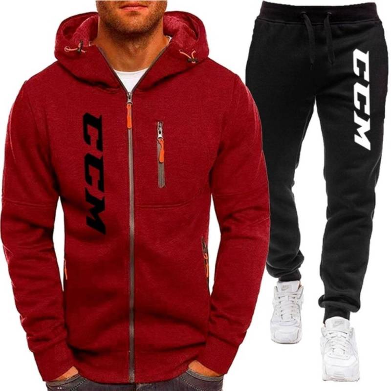 Herren Set Hoodie+Hose Sportset Lässiges Sportshirt Sportset Herren Lässiges Sport Reißverschluss Set L von Joom DACH