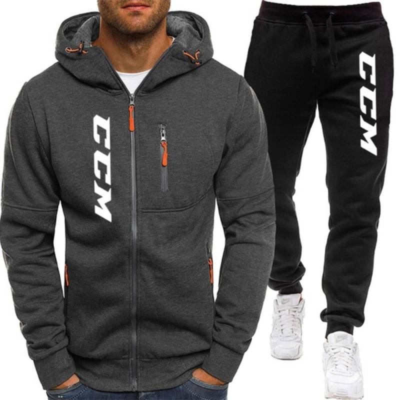 Herren Set Hoodie+Hose Sportset Lässiges Sportshirt Sportset Herren Lässiges Sport Reißverschluss Set L von Joom DACH
