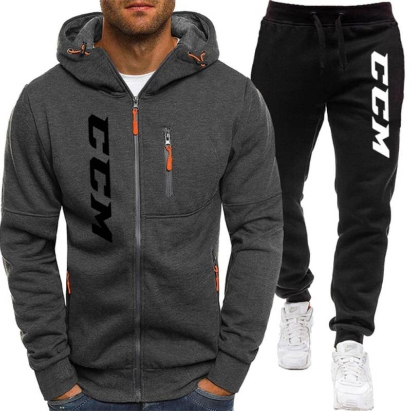Herren Set Hoodie+Hose Sportset Lässiges Sportshirt Sportset Herren Lässiges Sport Reißverschluss Set S von Joom DACH