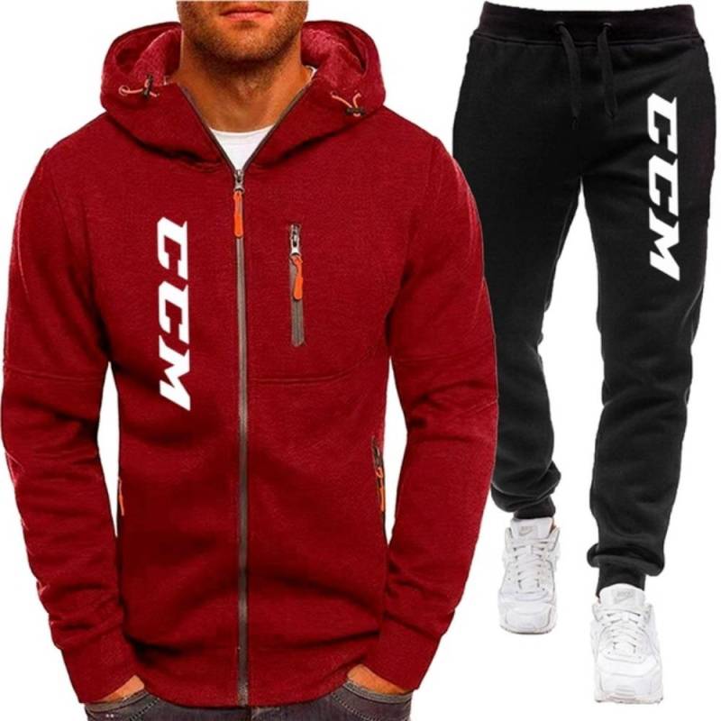 Herren Set Hoodie+Hose Sportset Lässiges Sportshirt Sportset Herren Lässiges Sport Reißverschluss Set XL von Joom DACH