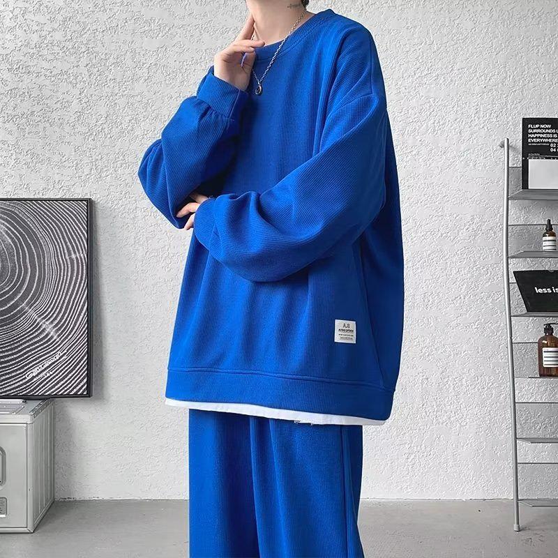 Herren-Set aus Waffel-Sweatshirt und Jogginghose für Frühling/Herbst – große Größe, Jugend-Sportbekleidung 5XL von Joom DACH