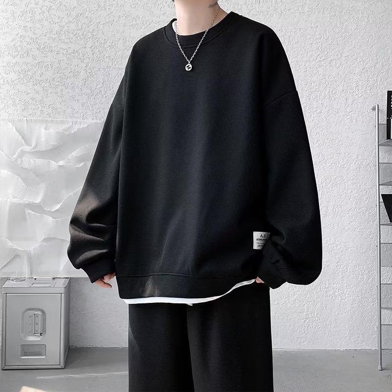 Herren-Set aus Waffel-Sweatshirt und Jogginghose für Frühling/Herbst – große Größe, Jugend-Sportbekleidung M von Joom DACH