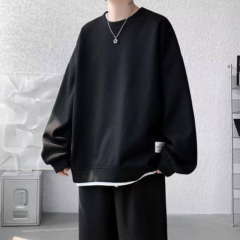 Herren-Set aus Waffel-Sweatshirt und Jogginghose für Frühling/Herbst – große Größe, Jugend-Sportbekleidung M von Joom DACH