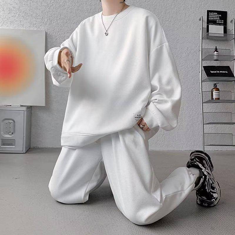 Herren-Set aus Waffel-Sweatshirt und Jogginghose für Frühling/Herbst – große Größe, Jugend-Sportbekleidung XL von Joom DACH