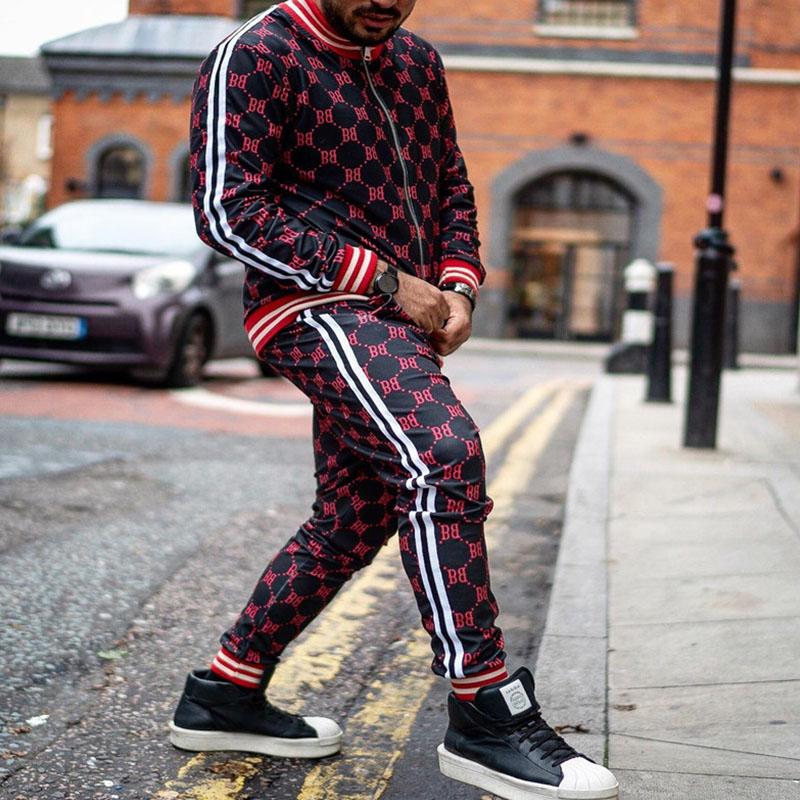 Herren-Sets Herbst Herren Trainingsanzug Set Männliches Sweatshirt Herrenbekleidung Multi-Pocket Modehose High Street Jacken Set M von Joom DACH