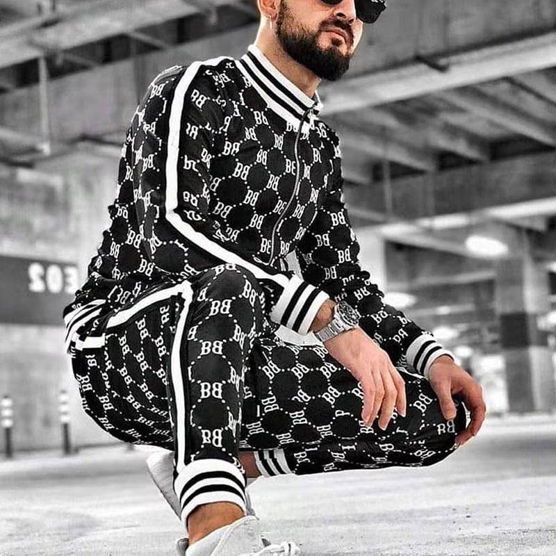 Herren-Sets Herbst Herren Trainingsanzug Set Männliches Sweatshirt Herrenbekleidung Multi-Pocket Modehose High Street Jacken Set S von Joom DACH