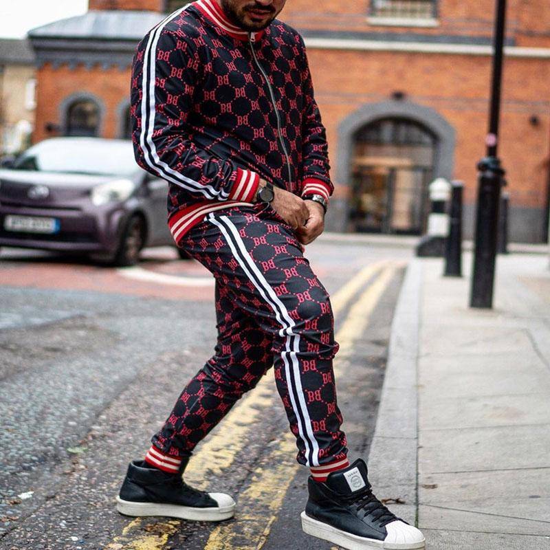 Herren-Sets Herbst Herren Trainingsanzug Set Männliches Sweatshirt Herrenbekleidung Multi-Pocket Modehose High Street Jacken Set XL von Joom DACH
