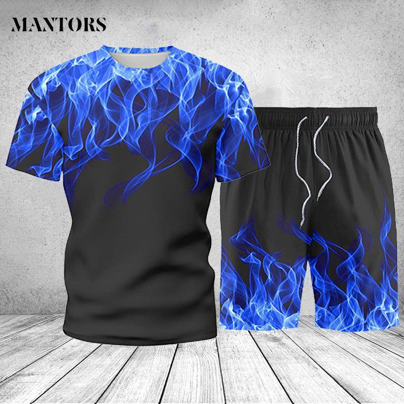 Herren Sets Mode Sommer Mann Sportswear Zwei Stücke Trainingsanzug Sport Anzug Gedruckt T Top + Shorts Sweatsuit Männliche Marke Kleidung M von Joom DACH