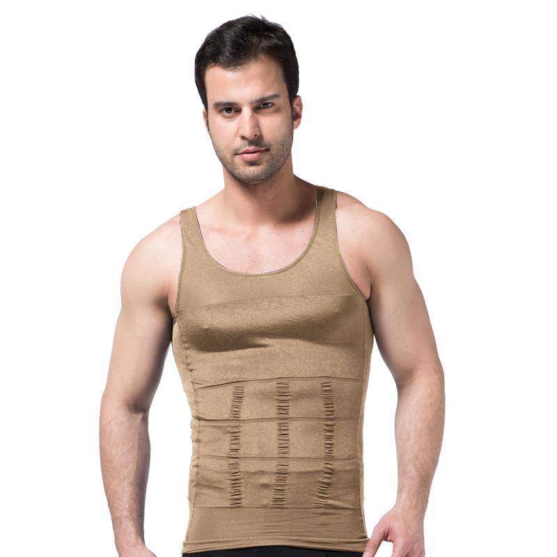 Herren Shapewear Korsett Weste Shirt Kompression Bauch Bauchkontrolle Schlanke Taillenmieder Unterwäsche Sportweste XL beige von Joom DACH