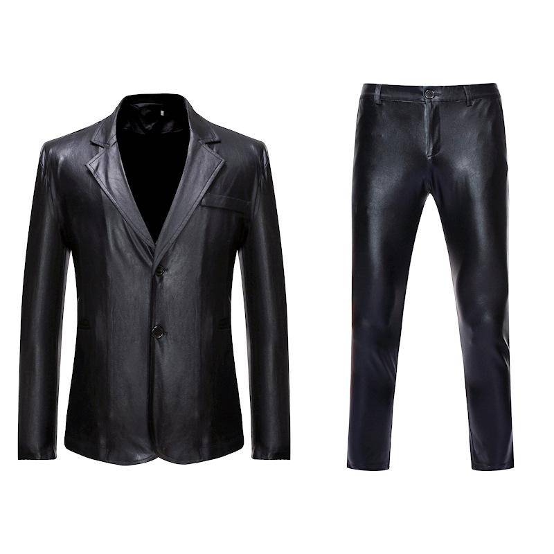 Herren Shiny Gold 2 Stück Anzüge Blazer Hosen Terno Masculino Mode Party DJ Club Kleid Smoking Anzug Männer Bühne sängerin Kleidung M schwarz von Joom DACH
