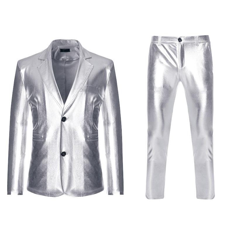 Herren Shiny Gold 2 Stück Anzüge Blazer Hosen Terno Masculino Mode Party DJ Club Kleid Smoking Anzug Männer Bühne sängerin Kleidung XL silber Herren Shiny Gold 2 Stück Anzüge Blazer Hosen Terno Masculino Mode Party DJ Club Kleid Smoking Anzug Männer Bühne sängerin Kleidung XL silber von Joom DACH