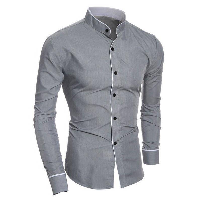 Herren Slim Classic Stehkragen Splicing Cardigan Hemd - Kostenloser Versand L graue von Joom DACH