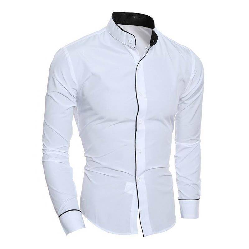 Herren Slim Classic Stehkragen Splicing Cardigan Hemd - Kostenloser Versand M weiß von Joom DACH