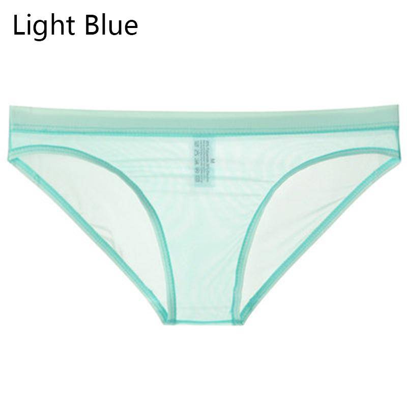 Herren-Slip, weich, atmungsaktiv, vollständig transparent, nahtlos, Netz-Unterwäsche, Eisseide, niedrige Taille 2X hellblaue von Joom DACH