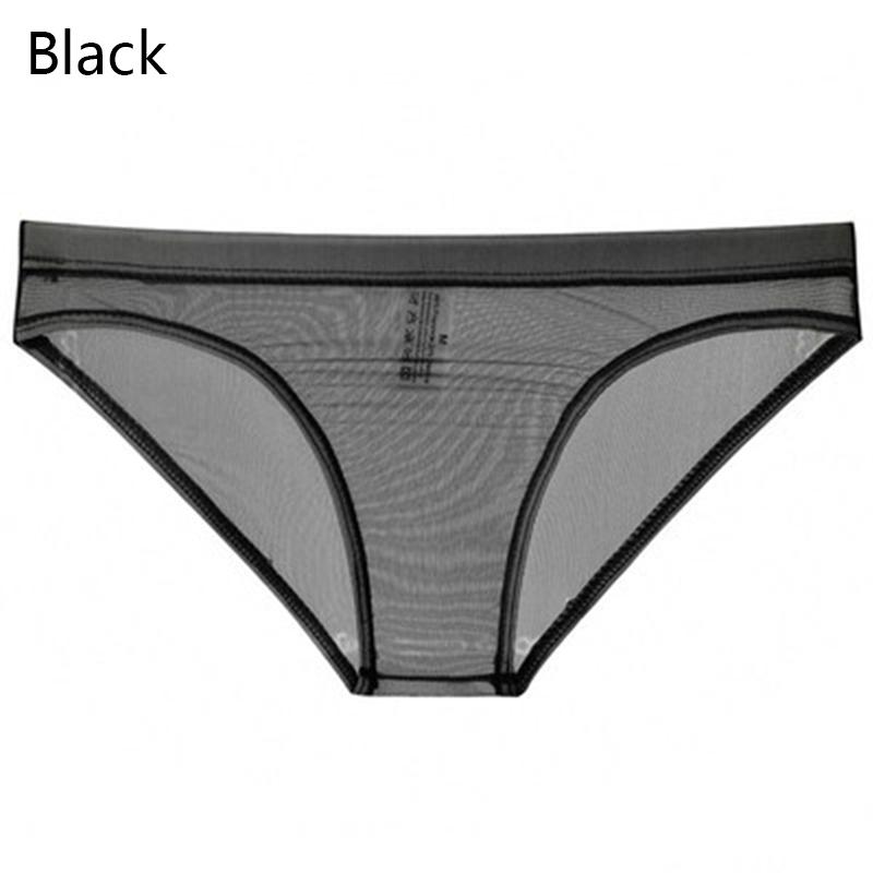 Herren-Slip, weich, atmungsaktiv, vollständig transparent, nahtlos, Netz-Unterwäsche, Eisseide, niedrige Taille 3X schwarz von Joom DACH