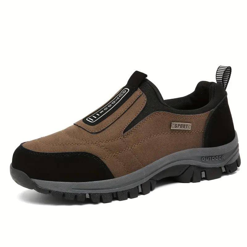 Herren Slip-On Wanderschuhe - Dick gepolsterte Sohle, Obermaterial aus atmungsaktivem Stoff, Leicht & Bequem für Outdoor-Walking 42 braun von Joom DACH
