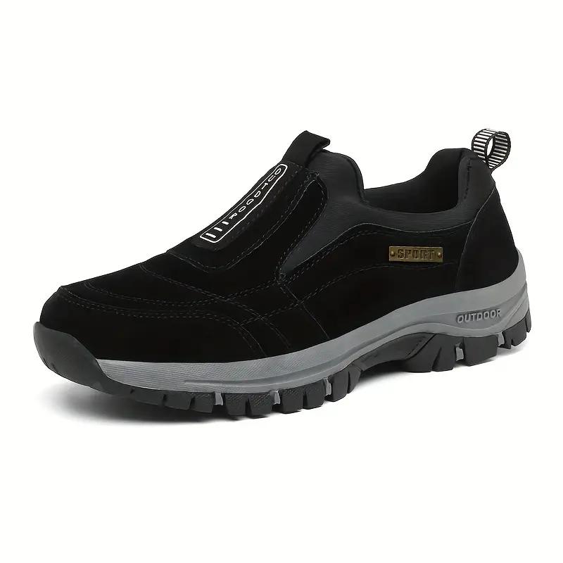 Herren Slip-On Wanderschuhe - Dick gepolsterte Sohle, Obermaterial aus atmungsaktivem Stoff, Leicht & Bequem für Outdoor-Walking 45 schwarz von Joom DACH