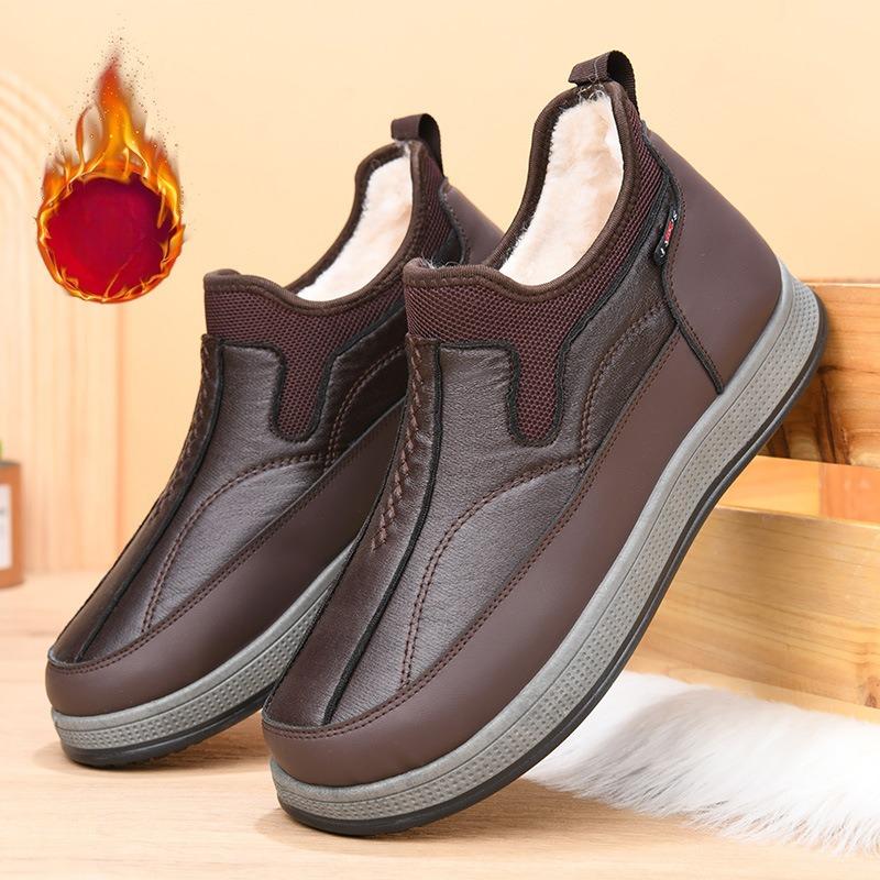 Herren Slip-On Winterstiefel - Thermisch isolierte Kaltwetterschuhe mit rutschfester PVC-Sohle, einfacher Slip-On-Verschluss, kurzes Stiefeldesign 42 dunkelbraune von Joom DACH