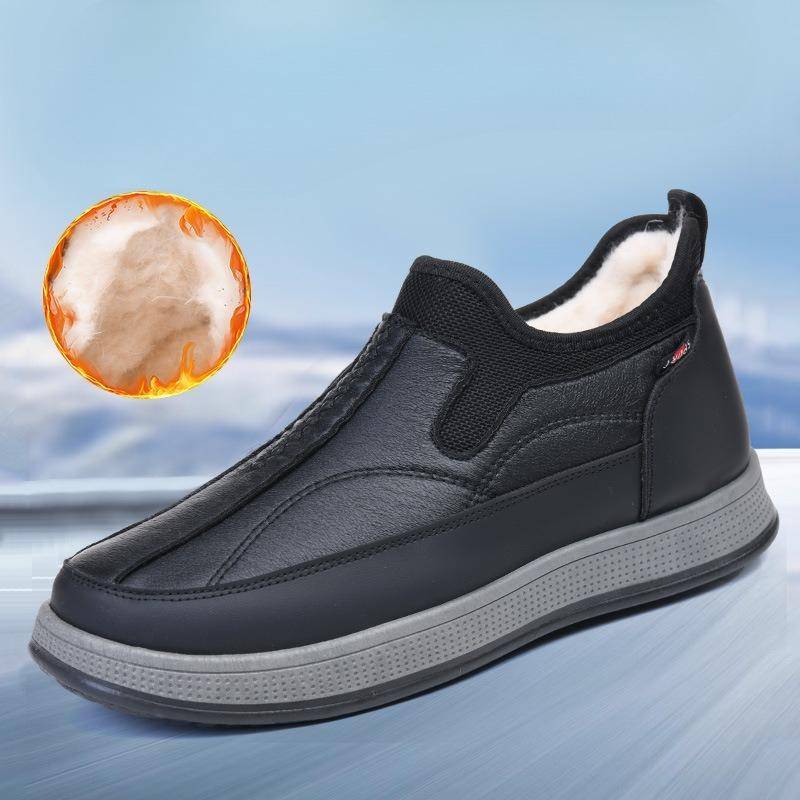 Herren Slip-On Winterstiefel - Thermisch isolierte Kaltwetterschuhe mit rutschfester PVC-Sohle, einfacher Slip-On-Verschluss, kurzes Stiefeldesign 42 schwarz von Joom DACH