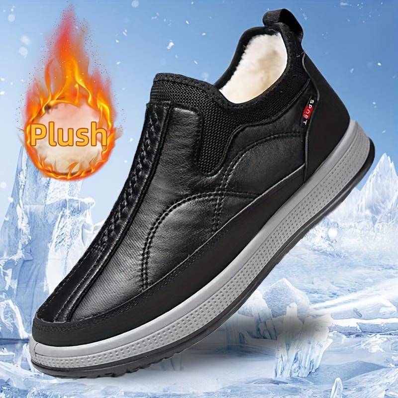Herren Slip-On Winterstiefel - Thermisch isolierte Kaltwetterschuhe mit rutschfester PVC-Sohle, einfacher Slip-On-Verschluss, kurzes Stiefeldesign 44 coole schwarze von Joom DACH