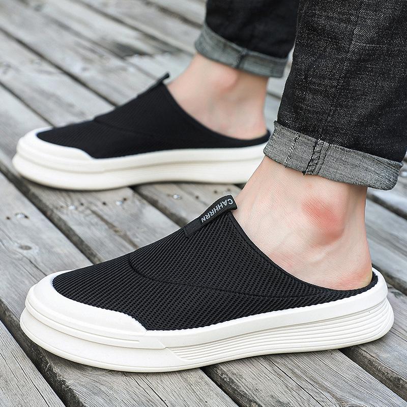 Herren Slipper Pantoletten Hausschuhe Leicht Atmungsaktives Mesh Rutschfeste Hausschuhe Innen Außen Laufschuhe Sommer Herren Zehensandalen 44 schwarz von Joom DACH