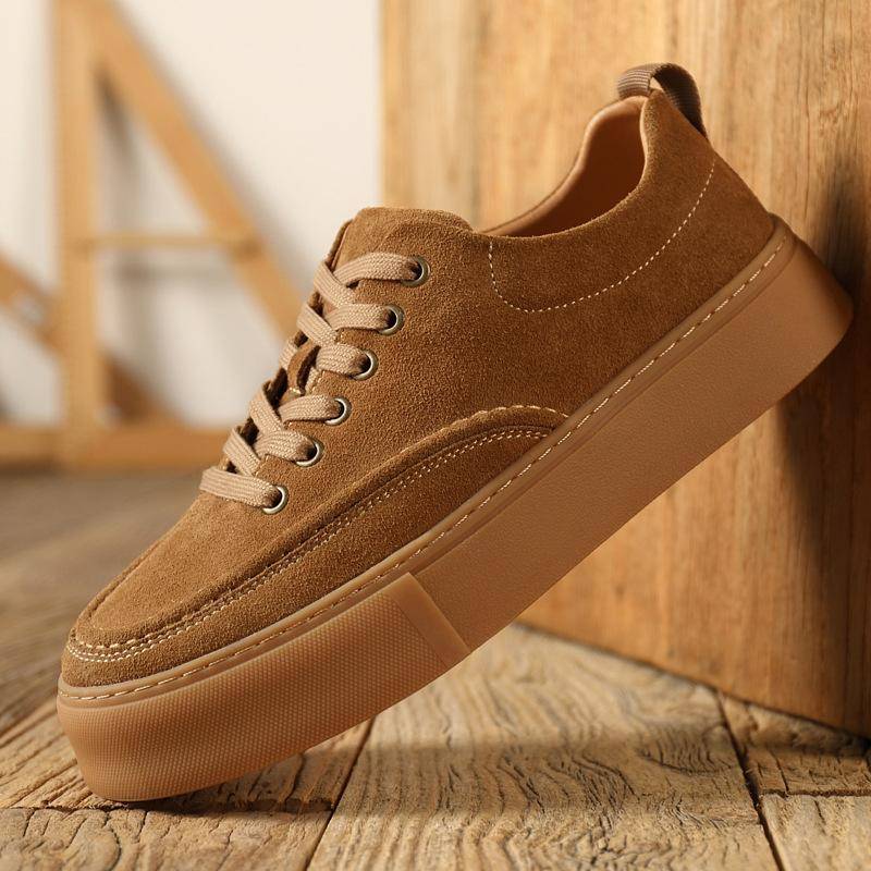 Herren Sneakers Frühling Koreanische Version Tide Low Top Leder Freizeitschuhe Retro Sport Atmungsaktiv Neue Freizeitschuhe aus Leder 44 braun von Joom DACH