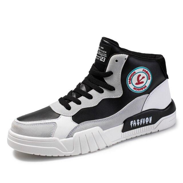 Herren Sneakers Pu Leder Sportschuhe Männlich Leichte Flache Laufschuhe Mann High Top Sportschuhe Für Männer Joggingschuhe 41 von Joom DACH