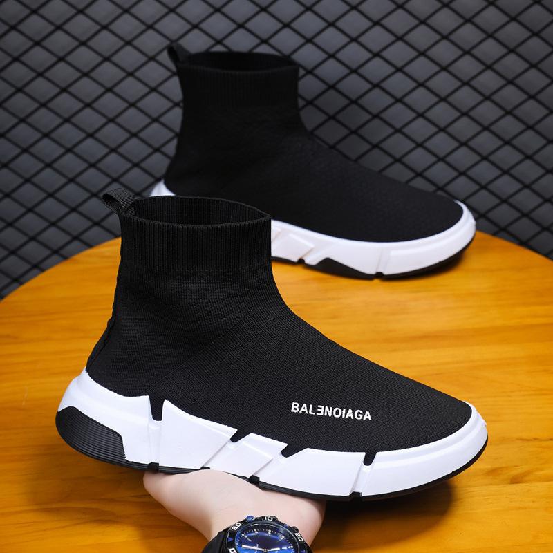 Herren Socken Schuhe mit einem Fuß Frühling und Herbst Herrenschuhe Atmungsaktiv und Bequem High-Top Socken Schuhe Gestrickt Elastisch Hohe Taille 39 von Joom DACH