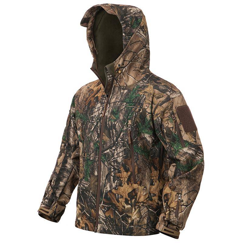 Herren-Softshell-wasserdichte Tarn-Jagdjacke, warme Fleece-gefütterte Kapuzen-Camouflage-Jagdkleidung, militärischer taktischer Mantel, Outdoor-Windjacke, US-Größe US M kadett graue von Joom DACH