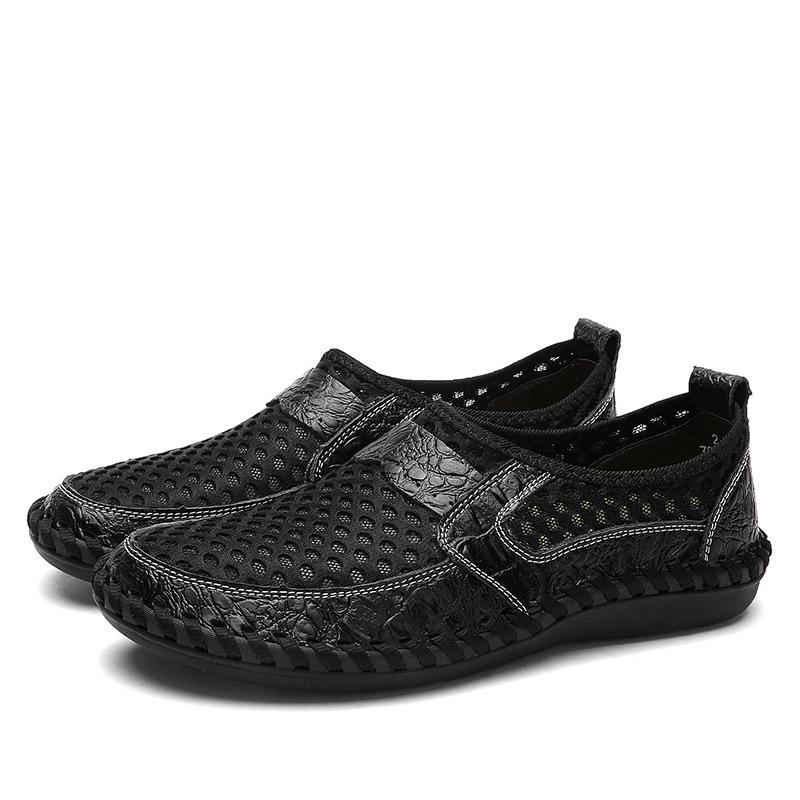 Herren Sommer Atmungsaktive Mesh Schuhe Große Größe 46 Herren Casual Leder Sneaker Männliche Trendige Fahrschuhe Herren Mokassin Jungen Sneaker 38 schwarz von Joom DACH