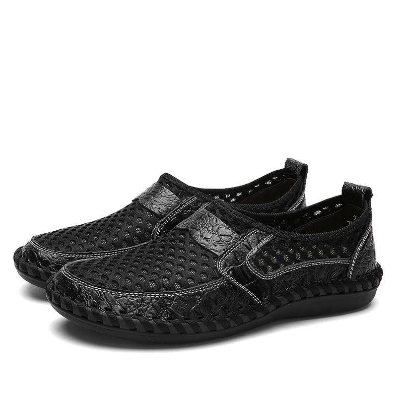Herren Sommer Atmungsaktive Mesh Schuhe Große Größe 46 Herren Casual Leder Sneaker Männliche Trendige Fahrschuhe Herren Mokassin Jungen Sneaker 38 schwarz von Joom DACH