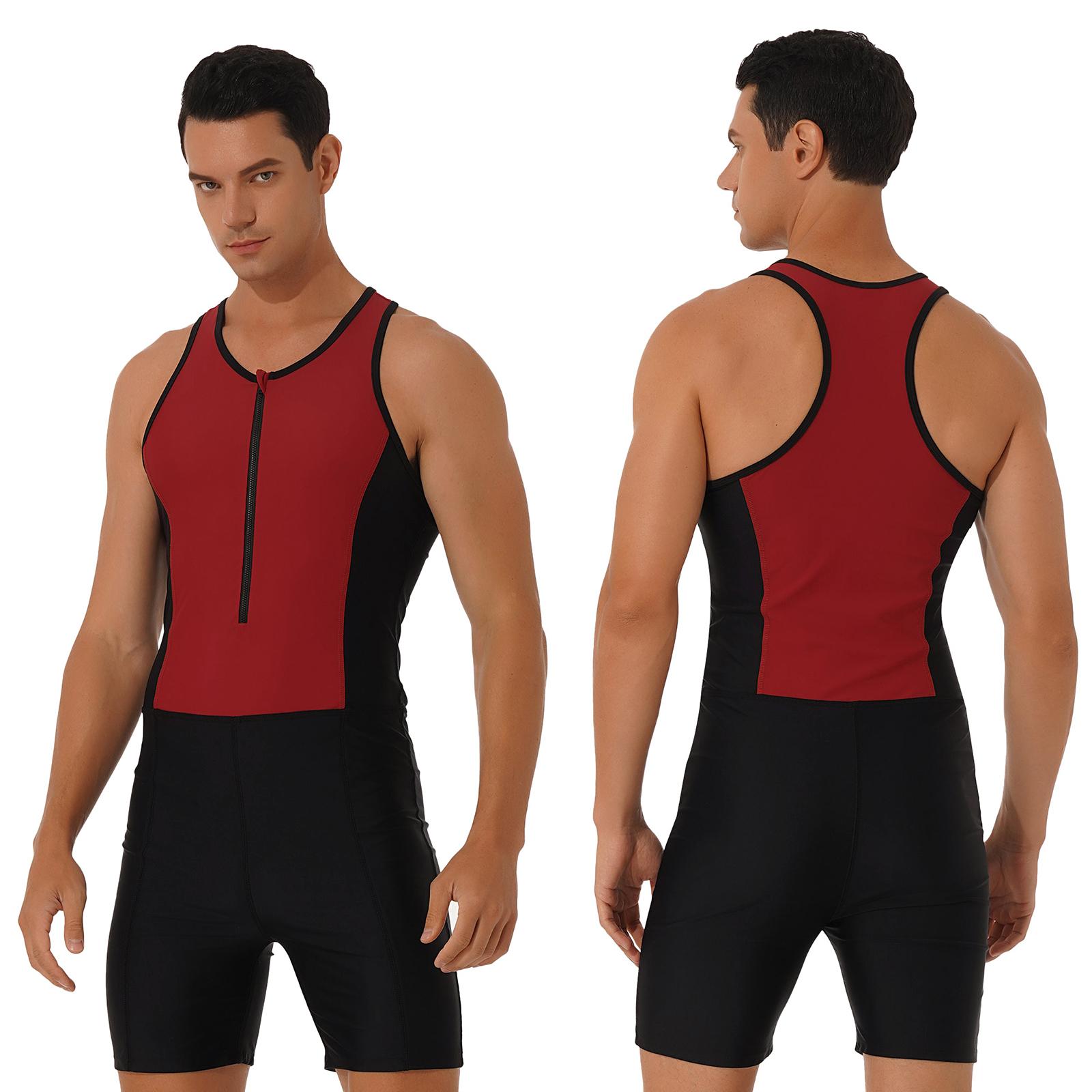 Herren-Sommer-Badebekleidung, Einteiler, Surf-Badeanzug, dehnbarer Overall mit Racerback XL rot von Joom DACH