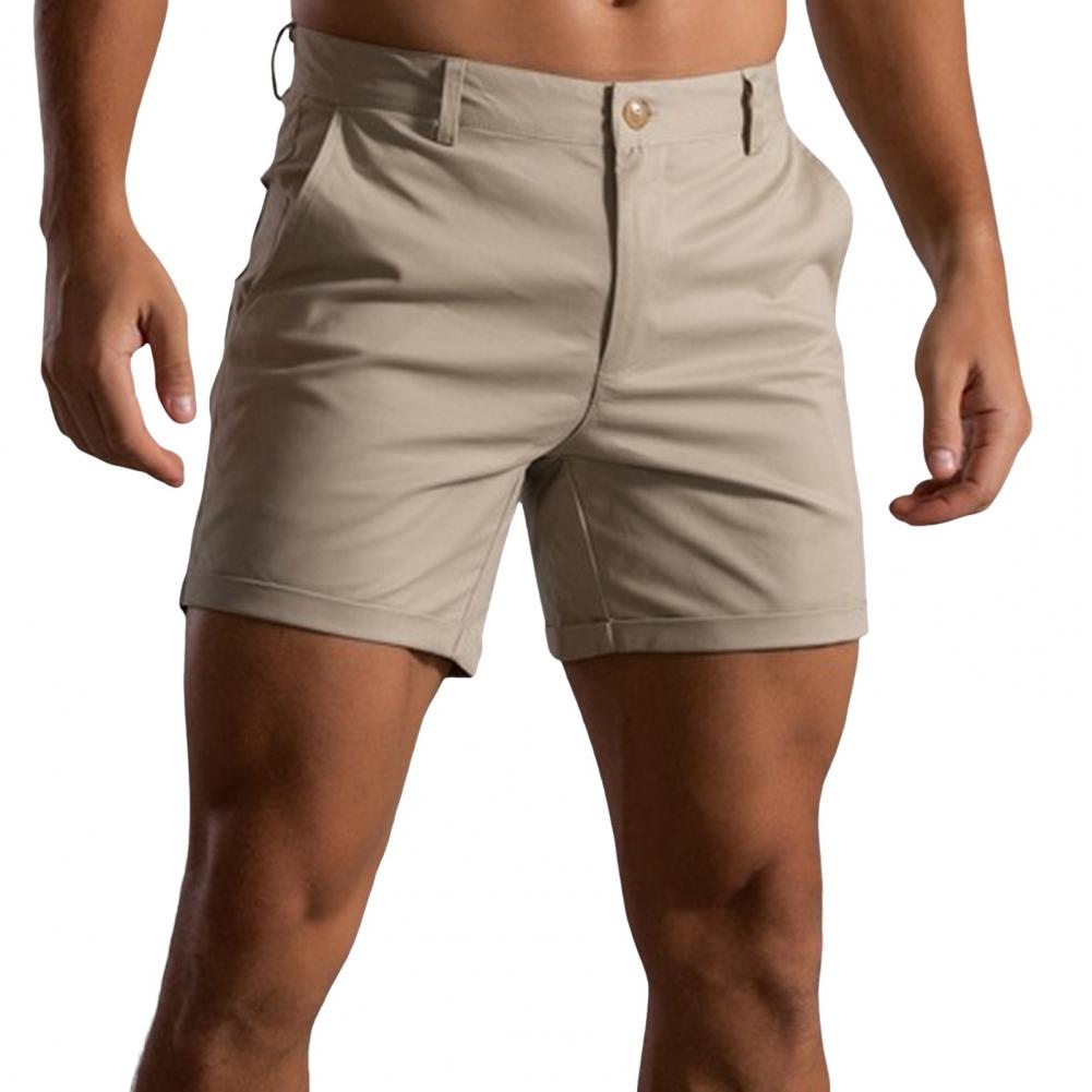 Herren Sommer Cargo Shorts Mittelhohe Knopfleiste Reißverschluss Taschen Shorts Einfarbig Gerades Bein Lässige Kurze Hose Streetwear M khaki von Joom DACH