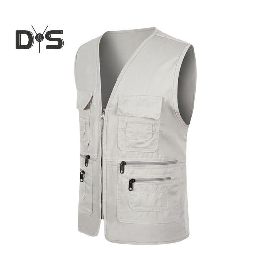 Herren Sommer Cargo Weste V-Ausschnitt Ärmellos Multi Taschen Sport Weste Einfarbig Reißverschlussleiste Volunteer Sicherheitsweste Mantel 4XL licht grau von Joom DACH