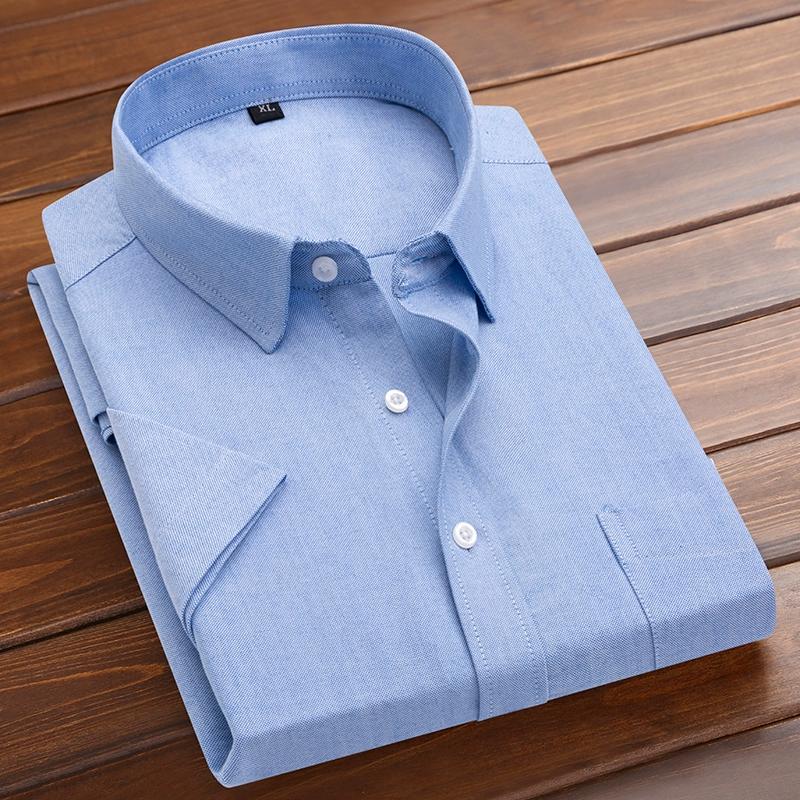 Herren Sommer Kurzarm Oxford Hemden Klassisches Hemd Casual Business Büro Solide Bequeme Hemd Vielseitig Stil XL himmelblaue von Joom DACH