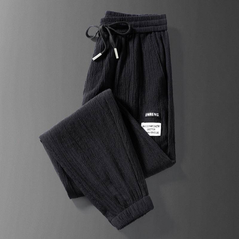 Herren Sommer Locker Geschnittene Kordelzug-Sweathose mit Enger Taille - Mehrere Farben M schwarz von Joom DACH