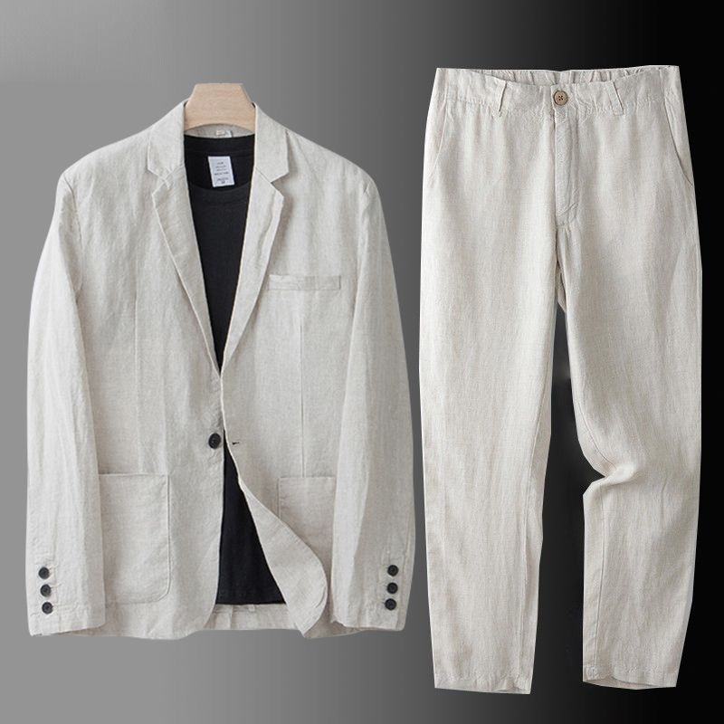 Herren Sommer Locker Lässig Anzug Set Einfarbig Einfache Jacke + Anzughose Sonnenschutz Zweiteiliges Set 2XL apricot Herren Sommer Locker Lässig Anzug Set Einfarbig Einfache Jacke + Anzughose Sonnenschutz Zweiteiliges Set 2XL apricot von Joom DACH
