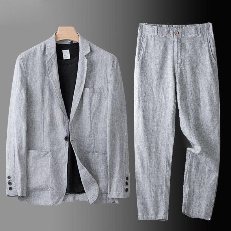 Herren Sommer Locker Lässig Anzug Set Einfarbig Einfache Jacke + Anzughose Sonnenschutz Zweiteiliges Set M grau Herren Sommer Locker Lässig Anzug Set Einfarbig Einfache Jacke + Anzughose Sonnenschutz Zweiteiliges Set M grau von Joom DACH