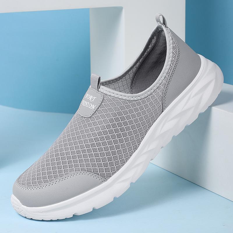 Herren Sommer Mesh Freizeit Sneaker Flache Sohle Bequem Jogging Leichtgewicht Faul Weichsohle Atmungsaktiv Vulkanisierte Schuhe 46 von Joom DACH