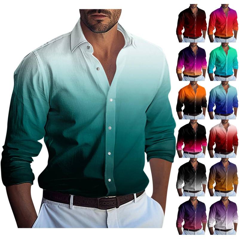 Herren Sommer Neue Lose Druck Langarm Hemd Strickjacke Strand Hemd XXL von Joom DACH