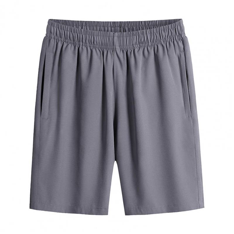 Herren Sommer Sportshorts Locker Weites Bein Elastischer Bund Tiefer Schritt Dünn Seitentaschen Unifarben Herren Knielang Kurze Hose Baske M grau von Joom DACH