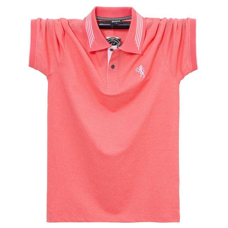 Herren Sommer T-Shirt Übergröße Lockeres und Bequemes T-Shirt Herren Arbeits-Poloshirt Aus Baumwolle Mit Reißverschluss Und Umklappbarem Kragen Atmungsaktives T-Shirt 6XL rose rot von Joom DACH